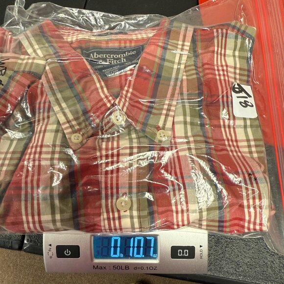 Abercrombie & Fitch Red Plaid Mens Long Sleeve Button-Up Shirt Size XL - Picture 6 of 6